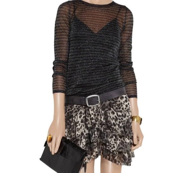 ETOLE SABEL MARANT pink & black striped, metallic thin-knit top in size 2 - Picture 4 of 16